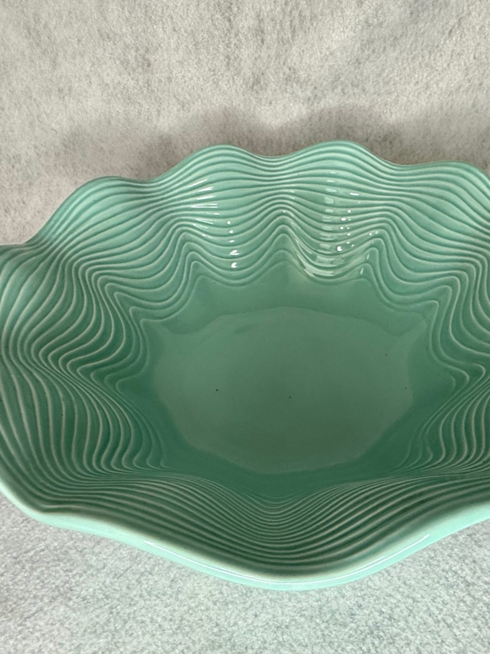 Teal Wavy Ceramic Bowl by FP Home Portugal